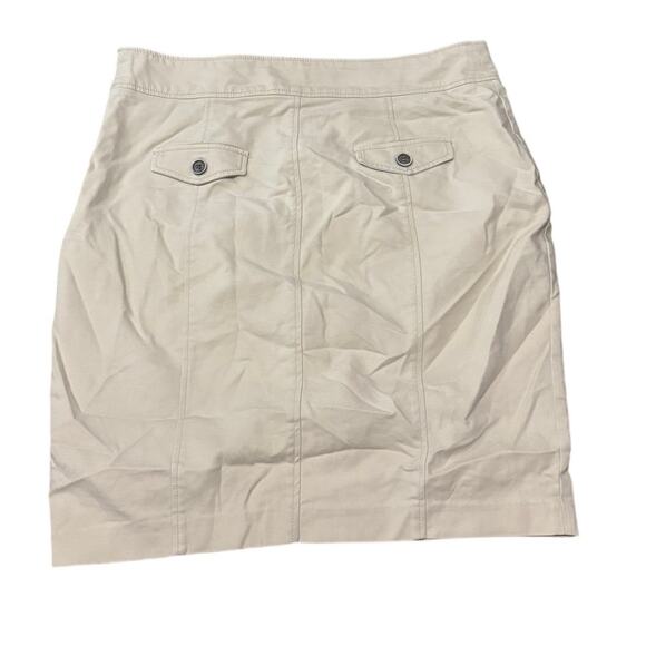 Zara Basic Beige Button Front Mini Skirt Size XL 32 Khaki Cotton Utility - Picture 4 of 6